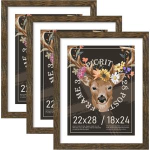 Picrit 22x28 Rustic Brown Poster Frame, Picture Frame for Wall, 3 Pack