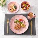 Pink Dinnerware Set for 4, 16-Piece Porcelain, Gold Marble