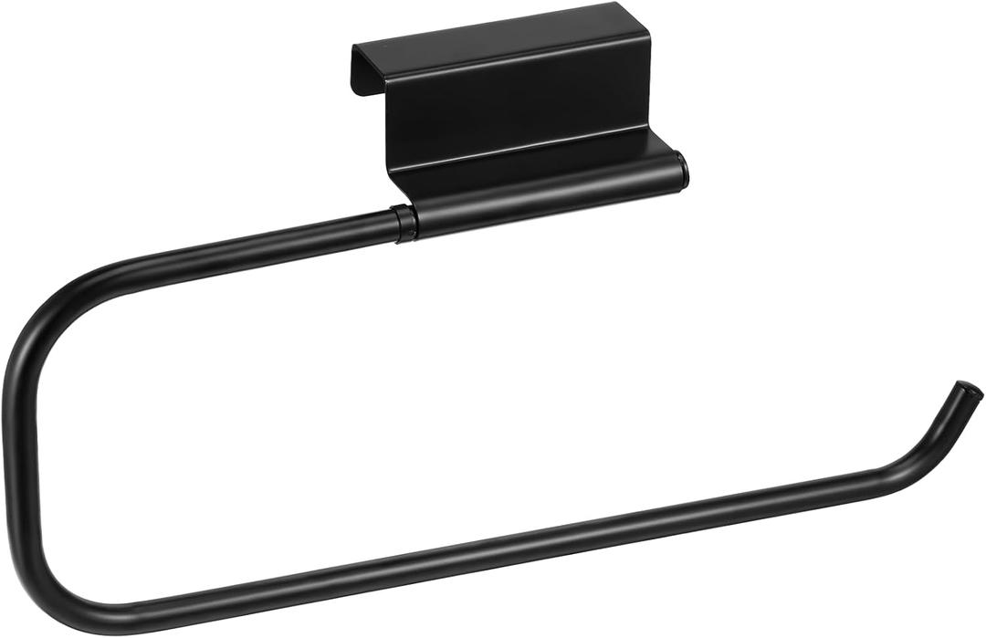 Cabinet Door Paper Towel Holder, 12.6 Inches Paper Towel Holder Papers Towels Rack Under Sink Papers Towels Storage and Dispenser for Kitchen Bathroom Laundry Room (Black)