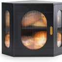 Sunhoo Bread Box for Kitchen Countertop Corner Bread Storage Wooden Breadbox Container 2 Layer Bread Holder Keeper Large Farmhouse Bread Bin Shelf for Homemade Pantry Vintage Acrylic Window(Black)