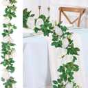 3 Pack White Flower Garland Rose Garland Wedding Arch Flower, 20 FT Large White Floral Garlands Spring Flowers Wall Backdrop Decor, Fake Rose Vines Hanging for Birthday Party Table Decor