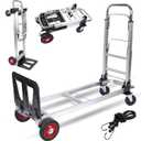 330LB Folding Hand Truck Dolly Cart with Telescoping Handle Heavy Duty Aluminum Hand Truck 2 in 1 Convertible Hand Truck Foldable for Moving with Bungee Cords