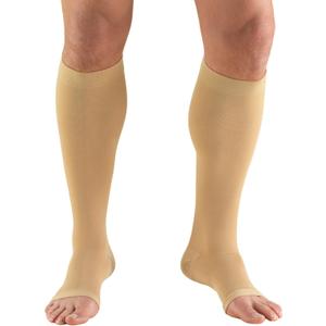 Truform 15-20 mmHg Compression Stockings for Men and Women, Knee High Length, Open Toe, Beige, X-Large
