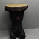 American Black Bear Side Table Pedestal End Table Stool Resin Bear Statue Hand Painted Sculpture Home Office Living Room Decor