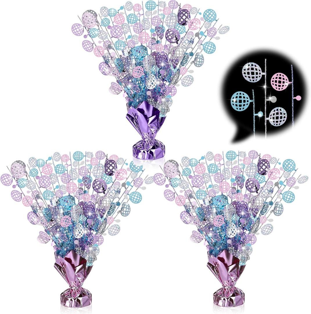 3 Pcs Disco Table Decorations Music Fans Foil Spray Centerpieces Singer Disco Ball Glitter Plastic Spray Table Centerpiece for Popular Birthday Party Decor Taylo bieber Birthday Gift