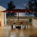 Garvee 15FT Patio Umbrella with Solar Lights & Base Included, Burgundy