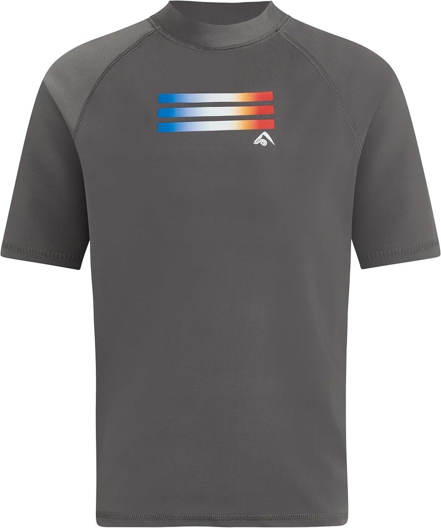 Kanu Surf Boys Haywire UPF 50+ Sun Protective Rashguard Swim Shirt (3T, Linear Charcoal)