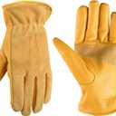 Wells Lamont Leather Work Gloves for Women  Cowhide, Abrasion & Puncture Resistant, Reinforced Palm  Durable, Snug Fit, Elastic Wrist  Farm Work & Gardening Gloves - Small (1124VS) (Saddletan)