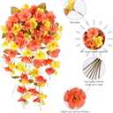 Hibiscus Fall Flowers Artificial for Decoration, 2pcs Silk Hibiscus Trailing Vines Fake Hanging Flowers Plants Realistic UV Resistant Faux Flower for Outside Planters Porch Patio Yard Indoor, Mix (Fall Orange Yellow)