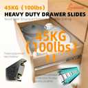 2 Pairs Full Extension Drawer Slides, 14 Inch Heavy Duty Drawer Runners, Side Mount Dresser Cabinet Rails, 1.77 Inch Width Slides for Kitchen Cabinet, 100LB(45kg) Capacity, Anti-Rust & Long-Lasting