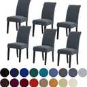 Howhic Stretch Chair Covers for Dining Room Set of 6, Removable Washable Dining Room Chair Covers, Dining Chair Slipcovers Seat Protector, Great Home Decor and Banquet Upholstery (Gray, 6 Pack) (Grey)