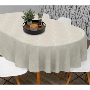 Elegant Oval Tablecloth - Water-Resistant, Fade-Resistant, Reusable Farmhouse Table Cloth for Indoor Home Decor, Size  84" x 60" (Oval)