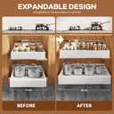 Seinloes 4 Pack Expandable Width (15.15"-26.3") Pull Out Cabinet Organizer 21" Deep with Raising Pad for Framed Cabinets, Upgrade 3 Slide Rails Slide Out Drawers, Roll Out Shelves Adhesive, White