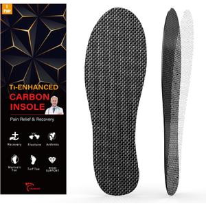 Carbon Fiber Insole 1 Pair Titanium-Enhanced for Recover Quicker of Turf Toe, Foot Fractures, Hallux Rigidus, Limitus, Rigid Shoe Insert for Sports, Hiking, Trekking, Basketball, Running Faster,235mm (9.25in,Mens 6.5-7,Womens 7.5-8,235mm)