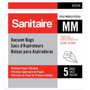 Sanitaire MM Premium Paper Bag (Pack of 5), Fits Models S3680 & SC3680 Canister Vacuums, 63253A, White