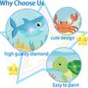 2 x Yijingtop 4 Packs Sea Turtle Diamond Art Kits for Kids,Cartoon Diamond Painting for Kids Ages 4-8-12,Cartoon Gem Kit Crafts Beginners for Gift Home Wall Decor(6x6inch)