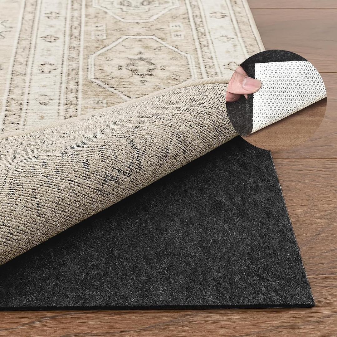 Deep Dream Dual Surface 5'x7' Rug Pad, Waterproof 1/8" Thick Felt + Natural Rubber Backing, Non Slip Carpet Gripper for Area Rugs, Protective Cushioned Pads for All Floors