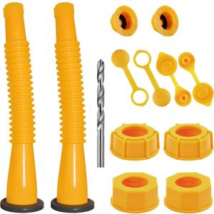 Gas Can Spout Replacement Kit, Gas Can Nozzle Replacement (2 Kit-Yellow) All gaskets are installed and ready to use upon receipt. For 1/2/5/10 gallon gas can. Easy and convenient to use