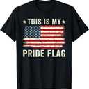 This is My Pride Flag USA American 4th of July Patriotic T-Shirt (Black, L)