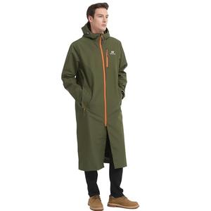 NORDIC OUTLAND Rain Jacket Men,Waterproof Breathable Long Raincoat with Hood Mesh Lining,Windbreaker for outdoor activities (US, Alpha, Large, Regular, Regular, Army Green B (Xtra Long))
