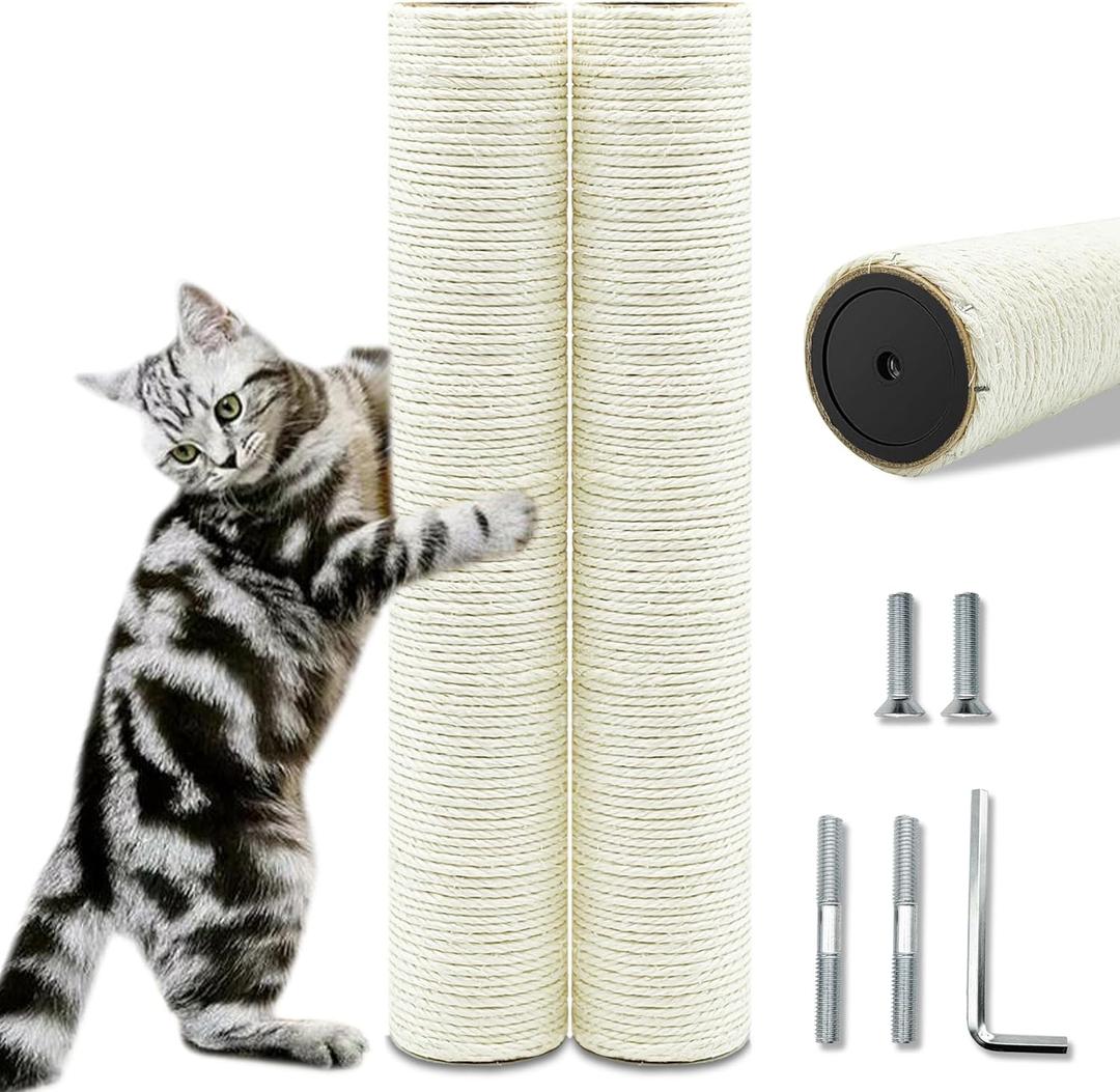 Cat Scratching Post Replacement Pole2 PCS 15.7in Cat Tree Replacement PostNatural Sisal Cat Tree Replacement Parts with M8 ScrewsCat Scratch Post Replacement for Refurbishment (15.7in/40cm)
