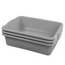 Ggbin Plastic Dish Tubs, Commercial Bus Box/Wash Basin Tote Box, 3-Pack (Grey, 13L)