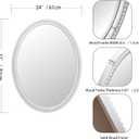 24" x 32" Wall Mount Wood Beaded Frame Oval Mirror, White Real Glass Modern Farmhouse Decorative Mirror for Bathroom Vanity, Entryway, Bedroom