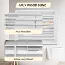 Cordless Faux Wood Blinds 47" W x 40" H, 2 Inch Slat Horizontal Windows Blinds with Double Arc Valance, Room Darkening, White Blinds for Home Interiors., 47x40in