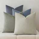 A Moment Waterproof Throw Pillow Covers Set of 4,16x16 Inch Outdoor Stain Resistant Pet Friendly Pillowcases Cushion Covers for Patio Sofa and Living Room,Seaside Mist