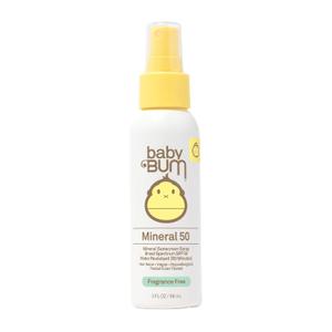 Sun Bum Baby Bum SPF 50 Sunscreen Spray | Mineral UVA/UVB Face and Body Protection for Sensitive Skin | Fragrance Free | Travel Size | 3 FL OZ (3 Fl Oz (Pack of 1)), Best By 04, 2026
