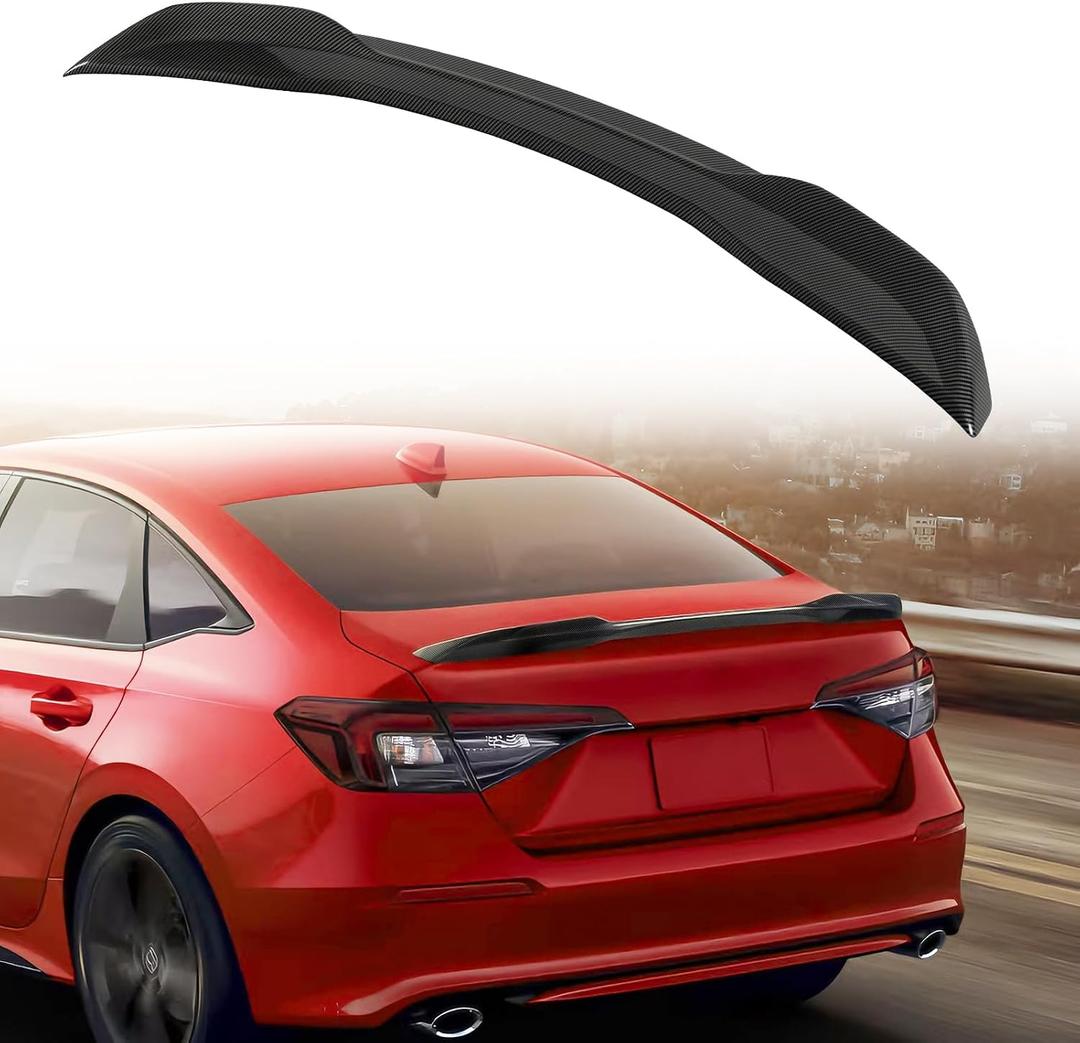 Rear Spoiler Compatible with 2021-2026 Honda Civic Sedan Sport Fit 11th Gen, Trunk Spoiler ABS Lip Spoiler Wing , Tape installation, Carbon Fiber