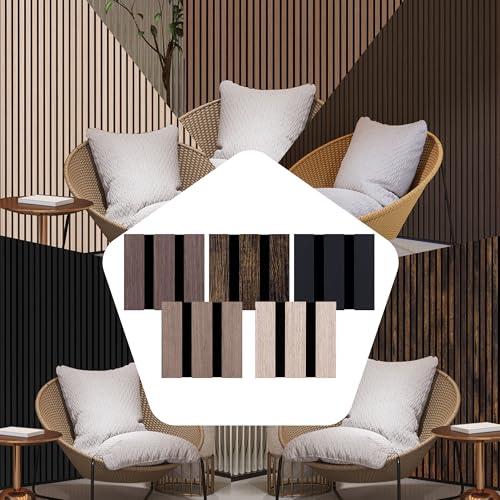 Mollywell Wood Panels for Wall, Time-Saving Installation, Versatile Wood Slat Wall Decor, Enhanced Acoustic & Sound Proof Fluted Design for Home & Office, 10 Pcs Sample Pack, 4.2x3.9 Inch