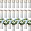 Mimorou 16 Pcs 7.48 Inch Wedding Vases for Centerpieces Mason Jars with Twine Bow Galvanized Metal Flower Vase Rustic Vintage Farmhouse Tin Bucket for Wedding Home Table (White)