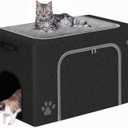 Cat Litter Box Enclosure with Cat Bed; Hidden Enclosure Litter Tray in Living Room, Bedroom, Corner; Kitten Washroom Fit Most of Litter Box; Large Pet Litter Box Pee Shield