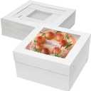 Mefleet 14x14x6 Inch Cake Boxes 10pcs Bakery Boxes for Tier Cakes with Window 14 Inch White Large Tall Cardboard Bakery Take Out Carrier Containers with Lids for Wedding, Birthday, Party