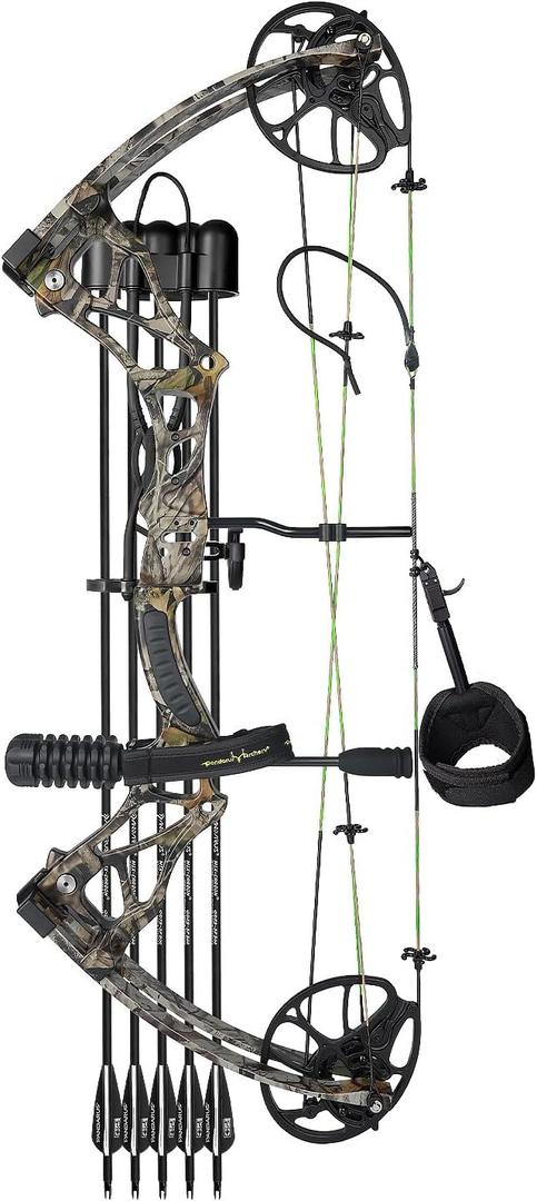 Lightweight Compound Bow Package Fully Adjustable for Adults and Teens,23.5"-31" Draw Length,0-70LBS Draw Weight,Up to 320 FPS,Limbs Made in USA,Hunting Bow Archery Set (Camouflage-Bag-PRO)