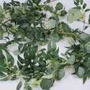 Fake Greenery Garlands Artificial Silver Dollar Eucalyptus Garland in Grey Green and Willow Twigs Garland Intertwined Together for Rustic Wedding Arch Swag Doorways Table Runner Decoration