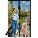 Magnetic Screen Door -Fit Door Size 38.0 x 83.0'' Retractable Screen Door Mesh for Front Door or Sliding Door, Pet & Kid Friendly, Hands-Free Closure Keeps Bugs Out & Lets Breeze in, Stripe Black, Pack Of 2
