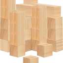 64 PCS Wooden Cubes 1 Inch Unfinished Wooden Blocks Natural Solid Wood Square Blocks for Puzzle Making Carving Crafts and DIY Projects Home Decor