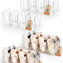 Hpring 4 Pack Upgraded Clear Acrylic Kids Shoe Rack for Toddler & Baby, 4 Sections kids shoe organizer Have Enough Space, Sturdy Shoe Shelf & Multi-Use Desk File Sorter Book Purse Organizer (Clear) 