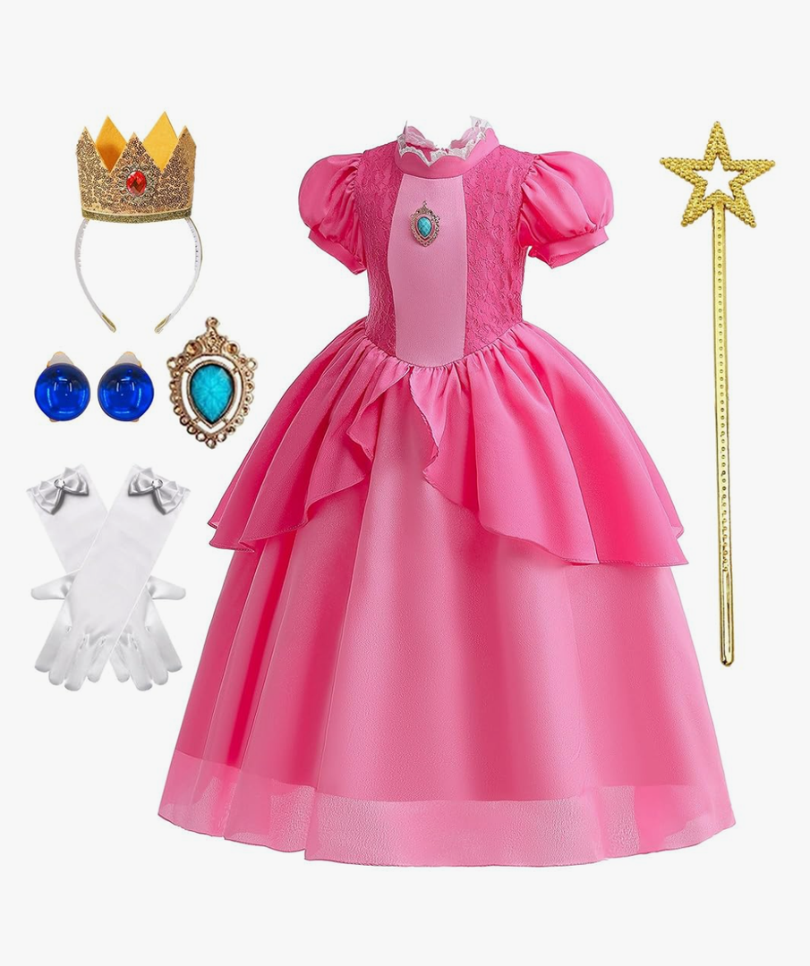 Princess Costume for Girls Birthday Halloween Christmas Cosplay Dress Up with Rich Accessories 3-10Years Size For 3-4 Y