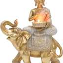 Buddha Statue for Home Decor Gold Candle Holder 11.5-Elephant Buddha Statues for Zen Decor - Spiritual Buddha Decor for Living Room-BudaBuddaBuddha Gift for Relaxation, Meditation or Shrine