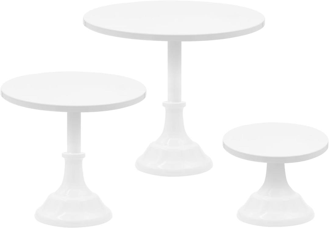 3 Pcs Cake Stand Set - Metal Round 8" 10" 12" Tiered Display Stands Cupcake Dessert Stands for Birthday, Wedding, and Party Decorations, Baby Shower (White)