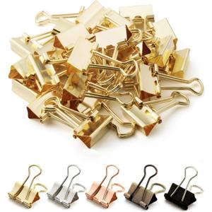 Mr. Pen- Gold Mini Binder Clips - 50 Pack, 0.75 in, Small Size, Paper Clips for Office