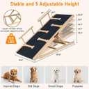 Dog Ramp Adjustable 5 Heights, Non-Slip Design with Leather Handle for Easy Transport & Storage, Perfect for Beds and Couches-Ideal for Small to Large Dogs