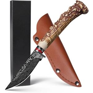Plys Fixed blade knife with leather sheath, Handmade Forged Stainless steel,Outdoor camping,survival,Hunting knife Gifts for Men