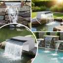 Pond Waterfall with Filter and Pump Kit, 304 Stainless Steel Waterfall Box for Ponds, 11.8in Spillway, 800 GPH Submersible Pump, 9.8' Hose, Sponge Filter, for Garden Pond, Water Feature, Aquaponics