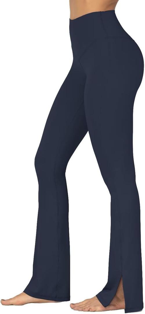 Sunzel Sunzfly Split Hem Flare Leggings for Women, High Waisted Casual Bootcut Flared Yoga Pants with Tummy Control (Medium, Ash Blue)
