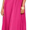 Women's Plisse Dress Adjustable Spaghetti Strap Maxi Solid Party Wedding Guest Dresses (Pink, M)