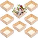 Frcctre 8 Pack Unfinished Wooden Box, 6 x 6 Inch Square Rustic Wooden Box Storage Organizer Boxes Small Wood Boxes for Crafts, Centerpiece, Home Decor, Storage, Collectibles, Succulent, Drawer